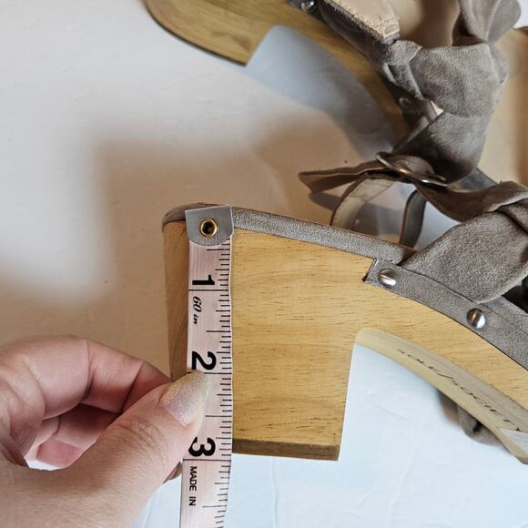 Sole Society Mariel Wooden Clog Heels Taupe Tan Women's 10 Boho Chic Weekend - Picture 9 of 10